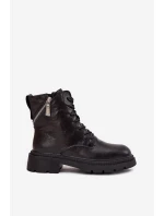 Skórzane Botki Workery Damskie Ocieplane Big Star SS274452 Czarne