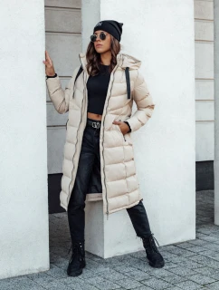 Dámska prešívaná zimná bunda s kapucňou MENSI béžová FashionStreet TY4585