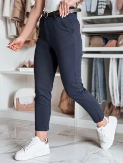 Dámske nohavice slim fit s opaskom TAIRONIK navy blue FashionStreet UY2542