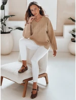 amski Sveter s výstrihom do V VERALIA camel FashionStreet MY2518