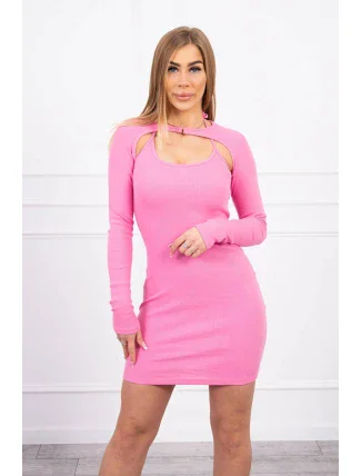 Pruhované priliehavé šaty vo svetlo ružovej farbe