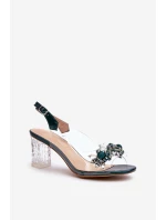 Sandały Transparentne Na Słupku Z Ozdobami Zielone D&A MR38-D1