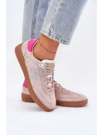 Zamszowe Buty Sportowe Sneakersy Damskie D.Franklin DFSH387005 Brudny Róż