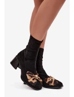 Botki Damskie Z Kokardą Na Klocku D&A JC52-827 Czarne