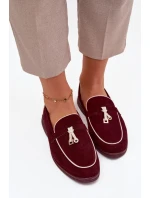 Mokasyny Loafersy Dámské Z Eko Semiš Bordó Darwen