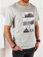 Pánske sivé tričko s potlačou FashionStreet RX5452 Pánske sivé tričko s potlačou FashionStreet RX5452