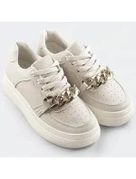 Béžové dámske športové topánky s retiazkou (B-545)