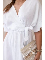 Mušelínové šaty s bielym pásom