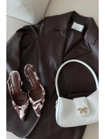 Czółenka Z Odkrytą Piętą I Paseczkami Łaty Biało-Brązowe Ravira