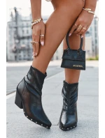 Botki Kowbojki Damskie Z Eko Skóry Na Słupku Czarne Abrielle