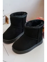 Ocieplane Czarne Dziecięce Młodzieżowe Botki Śniegowce Gooby
