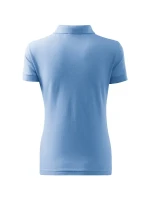 Bavlnené ťažké dámske polo tričko sky blue