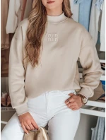 Dámska nadrozmerná mikina s aplikáciou LOVASON béžová FashionStreet BY1420 Dámska nadrozmerná mikina s aplikáciou LOVASON béžová FashionStreet BY1420