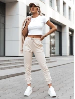 Dámske krémové velúrové tepláky FashionStreet UY2841 Dámske krémové velúrové tepláky FashionStreet UY2841