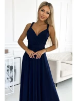 509-1 Elegantné dlhé šaty s viacerými viazankami - ZELENÉ 509-1 Elegantné dlhé šaty s viacerými viazankami - ZELENÉ