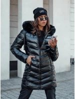 Dámska prešívaná zimná bunda s kapucňou CRYSTAL black FashionStreet TY4584 Dámska prešívaná zimná bunda s kapucňou CRYSTAL black FashionStreet TY4584