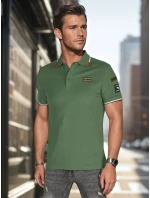 Pánske polo tričko so záplatami zelené FashionStreet PX0634 Pánske polo tričko so záplatami zelené FashionStreet PX0634