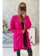 Sveter s geometrickým vzorom ružový neón