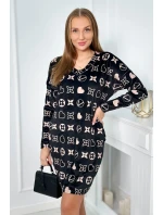 Zamatové šaty s ozdobným vzorom čierne