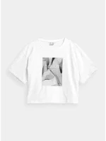 Dámsky top s potlačou H4Z21-TSD029 10S White and Black - 4F Dámsky top s potlačou H4Z21-TSD029 10S White and Black - 4F