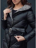 Dámsky zimný prešívaný kabát s kapucňou CELESTIE black FashionStreet TY4513