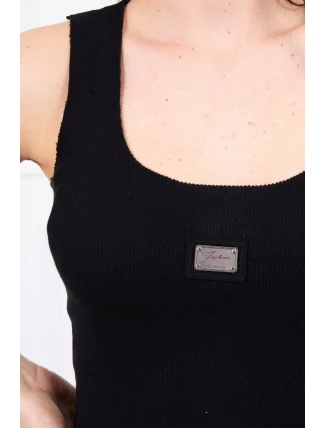 Rebrovaná blúza s trblietkami čierna