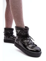 Damskie Śniegowce Na Platformie Z Wiązaniem Czarne Fleure