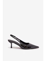Lakierowane Czółenka Na Szpilce Z Odkrytą Piętą Czarne Talira