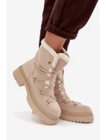 Śniegowce Damskie Z Kożuszkiem Beżowe Irmara