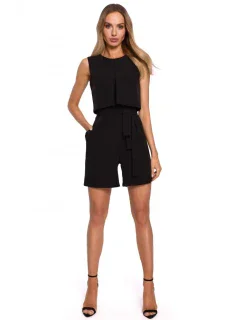 M574 Dvojvrstvový overal bez rukávov - čierny