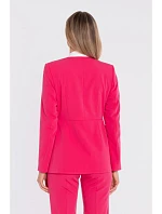 S432 Elegantné sako s ozdobnou mašľou - ružové