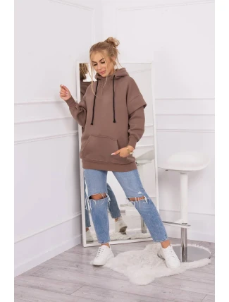 Zateplená mikina s polovičným zipsom mocca Zateplená mikina s polovičným zipsom mocca