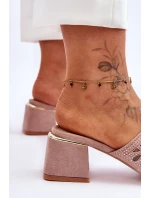 Klapki Na Obcasie Z Siateczką S.Barski KV-612-1 Nude