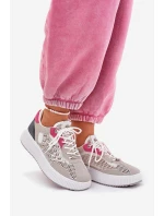 Buty Sportowe Damskie Z Siateczką I Ćwiekami Szare Ogalda