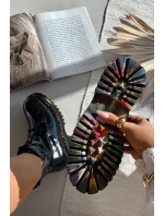 Skórzane Lakierowane Botki Damskie Artiker 57C0065 Szare