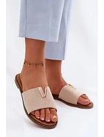 Dámské ploché nazouváky s ozdobným detailem V béžové Nelmira