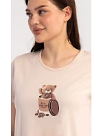 Dámske domáce šaty s krátkymi rukávmi Méďa Coffee Dámske domáce šaty s krátkymi rukávmi Méďa Coffee