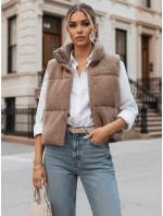BEEWARM dámska vesta z ovčej kože v ťavej farbe FashionStreet TY3800