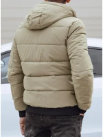 Pánska prešívaná zimná bunda s kapucňou béžová FashionStreet TX4838