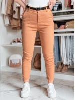 Dámske bavlnené nohavice slim fit s opaskom TAIRONIK brick FashionStreet UY2543