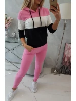 Farebná pruhovaná súprava svetloružová+ecru Farebná pruhovaná súprava svetloružová+ecru