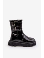 Botki Dziecięce Lakierowane Z Klamrami Czarne Chloraia