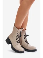 Ocieplane Botki Damskie Ze Skóry Naturalnej Vinceza 66671 Beżowe