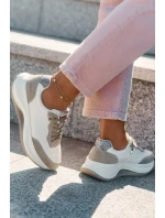 Zamszowe Sneakersy Damskie Na Platformie Big Star RR274A344 HI-POLY SYSTEM Beżowe