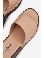 Dámské nazouváky na platformě se zlatými cvoky Béžové Arionne