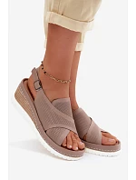 Dámske sandále na platforme z prírodnej kože Artiker 58C3146 dark beige