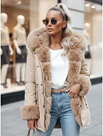 Dámska zimná bunda s kožušinou CHARMFUR béžová FashionStreet TY4770 Dámska zimná bunda s kožušinou CHARMFUR béžová FashionStreet TY4770