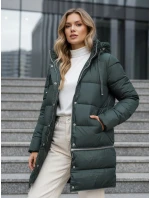 FashionStreet dámska zimná dlhá zelená bunda TY5138