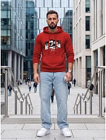 Pánska mikina s kapucňou a potlačou TOKYO, červená, FashionStreet NX5146BX Pánska mikina s kapucňou a potlačou TOKYO, červená, FashionStreet NX5146BX
