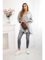 Bavlnené mušelínové tričko Plus Size Grey